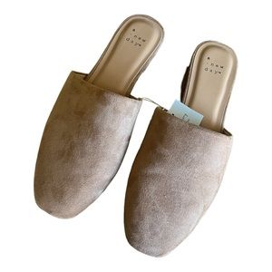 NWT A New Day Faux Suede Slides/Flats/Mules- Camel Color, Size 9